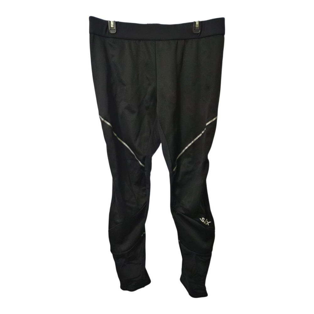 Swix Womens XL Black‎ Training Running Tights Reflective Zip Athletic